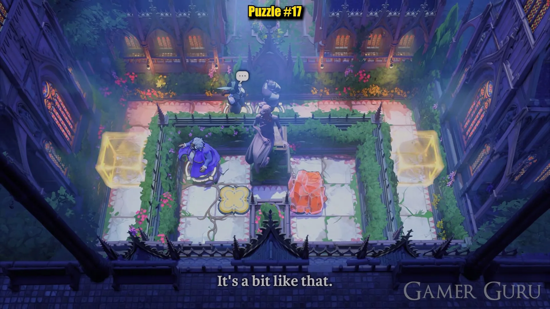 Later in the three-hero prison, with the yellow switch clear and the red crystal moved into the right cell